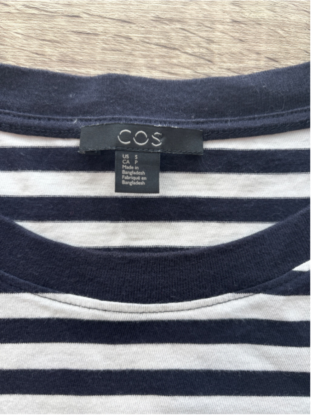 COS Long Sleeve Striped Tee Size S Navy and White Minimalist Preppy Nautical - Picture 4 of 8